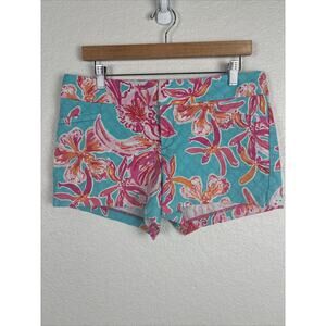 Lilly Pulitzer Womens Shorts Pink Blue Size 8 Beach Vacation Resort Wear Cruise